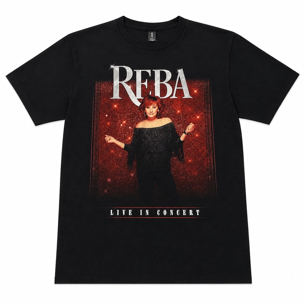Reba McEntire Live In Concert Tour T-Shirt Black Graphic Tee Mens Medium